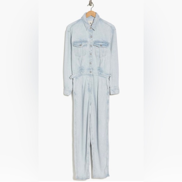 7 For All Mankind Denim Lustre Balloon Sleeve Jumpsuit ✨ Isadora | so soft!! - Picture 8 of 15